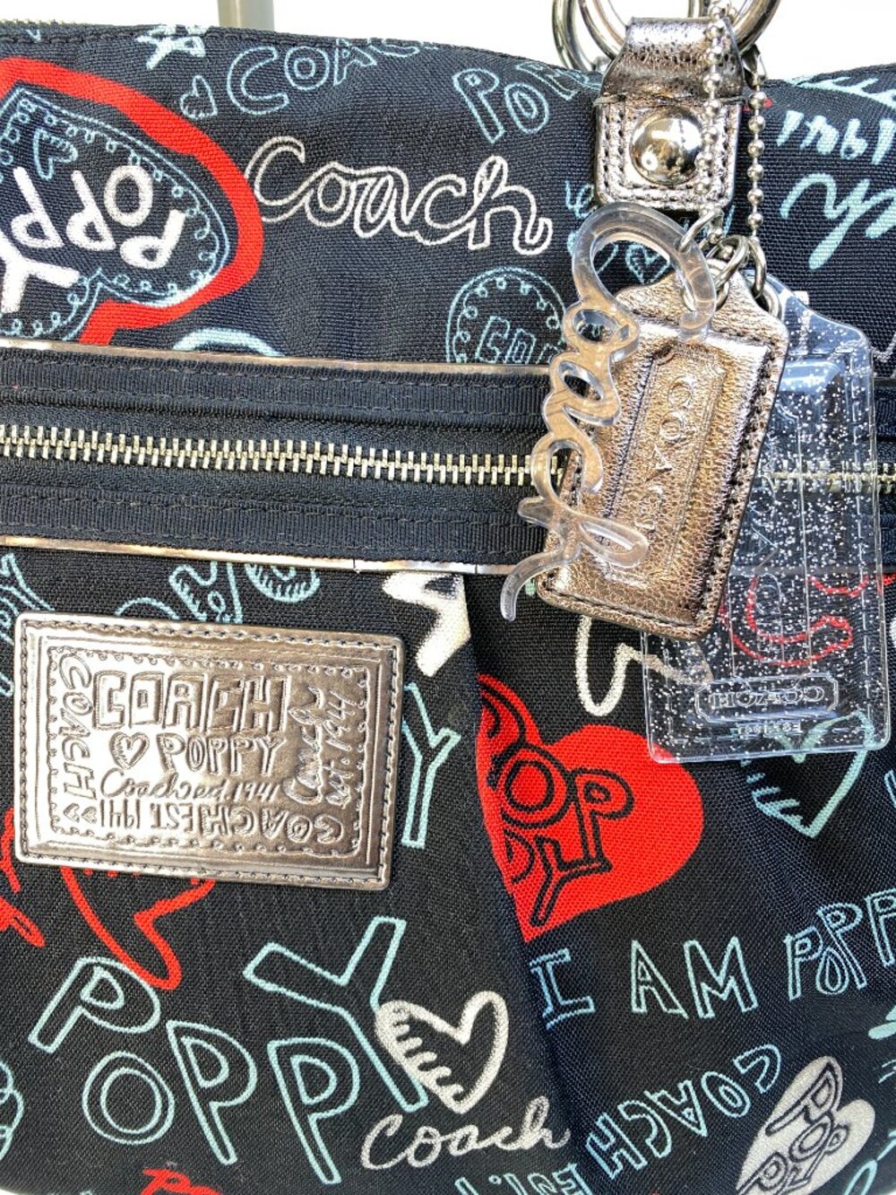 Coach Poppy Graffiti Heart Tote Y2K Canvas Shoulder Bag Purse | Roxie ❤️ - Picture 3 of 13